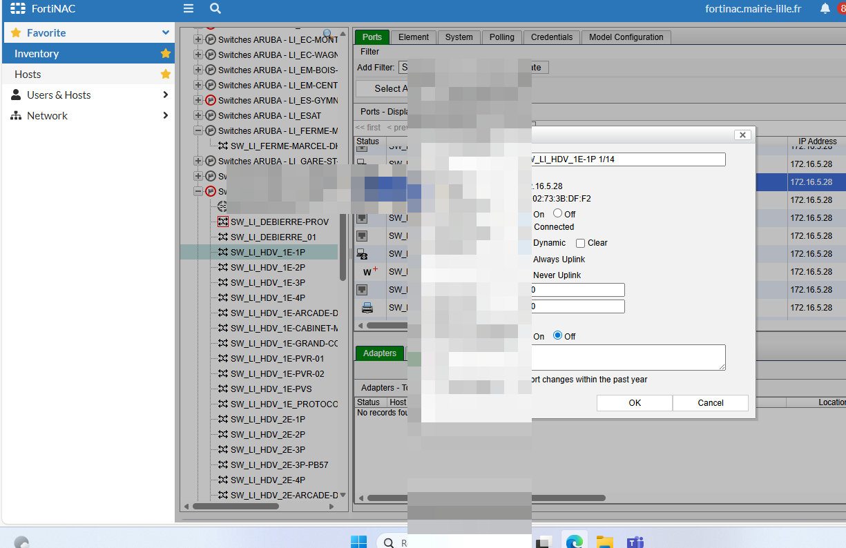 FortiNAC port properties