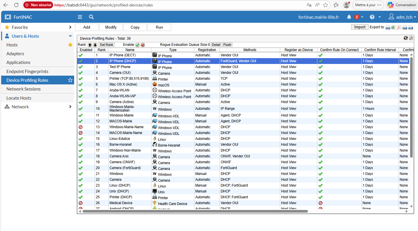 FortiNAC Device Profiling Rules