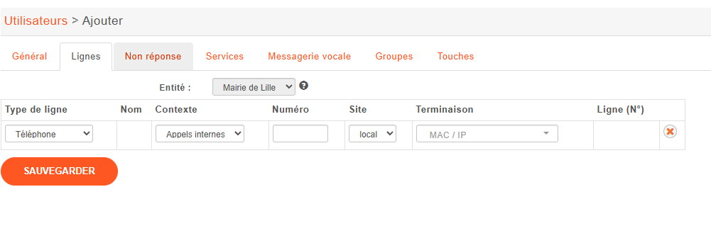 XiVO ajout utilisateur lignes