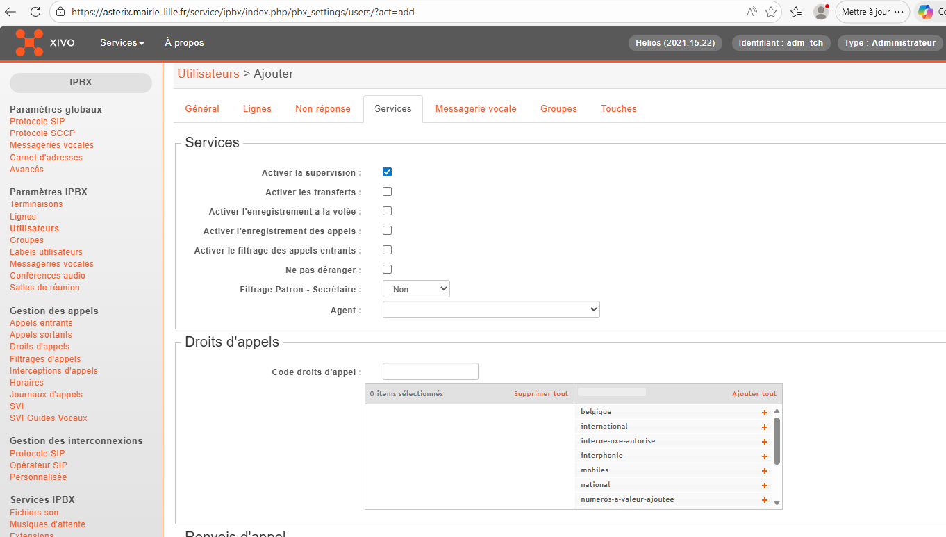 XiVO services utilisateur